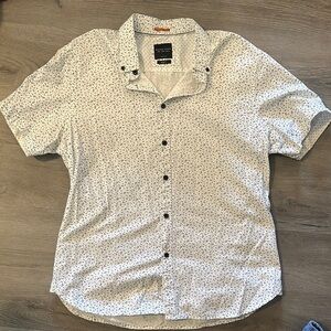 Denim & Flower White Dress Shirt with Subtle Pattern